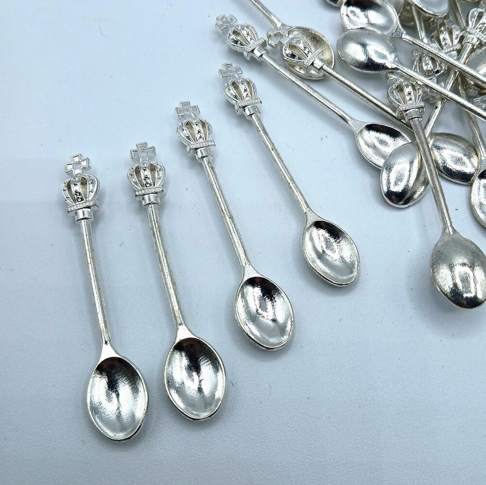 Lot of 10pcs. Silver Tone Crown Spoon Pendant for Jewelry Making
